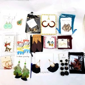 15PC BUNDLE Boho Tassel Long Dangle Stud Earrings